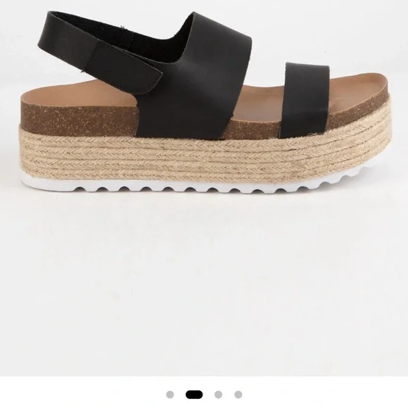 NWT Dirty Laundry Black Platform Sandals with Textured Straps - Picture 2 of 10